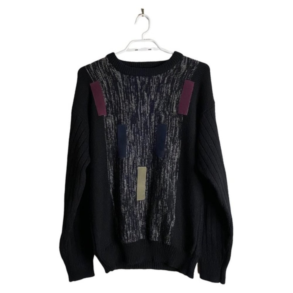 Wrangler Retro Suede Patch Crewneck Knit Sweater